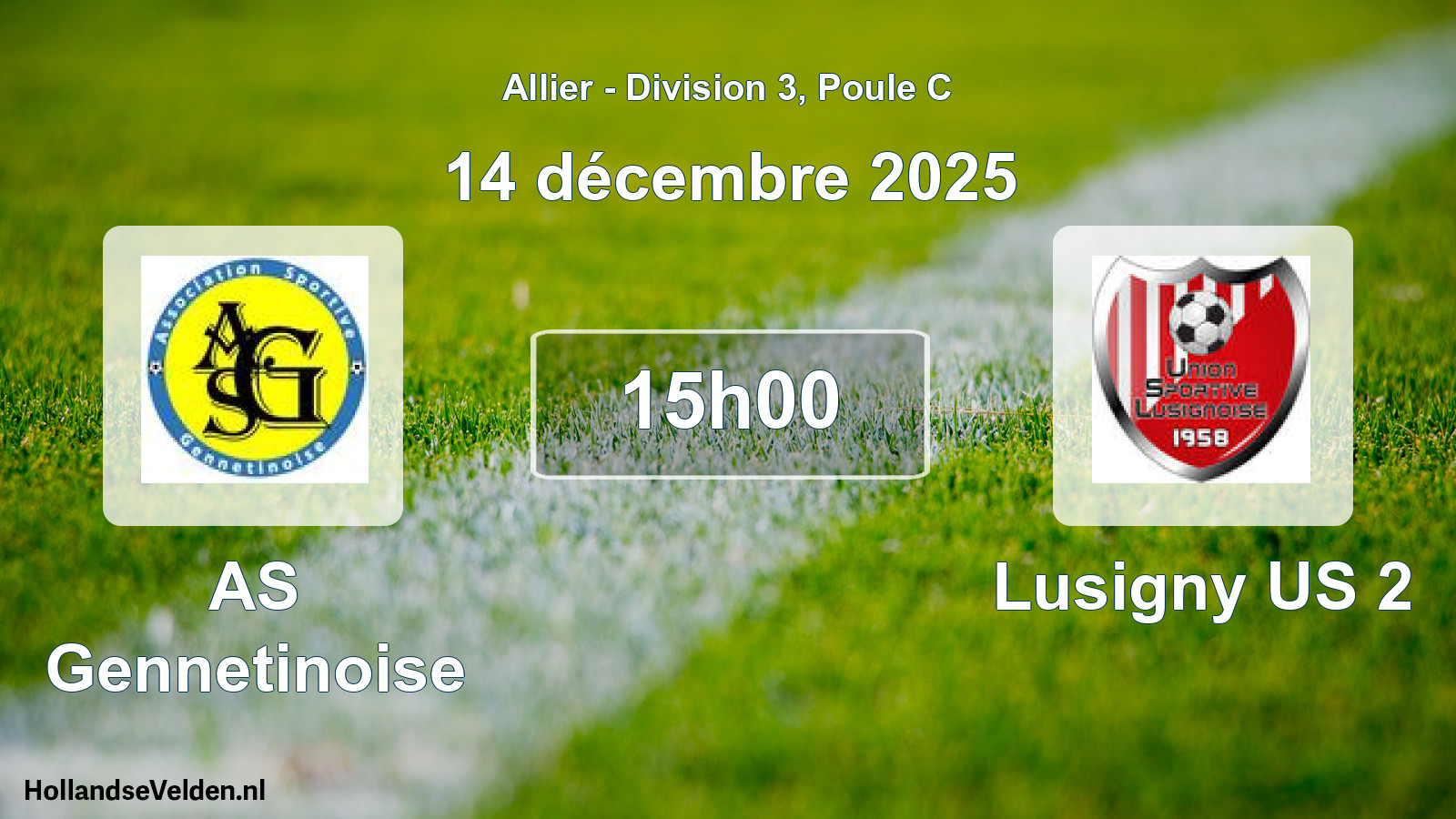 Match programmé: AS Gennetinoise - Lusigny US 2 (14 décembre 2025)