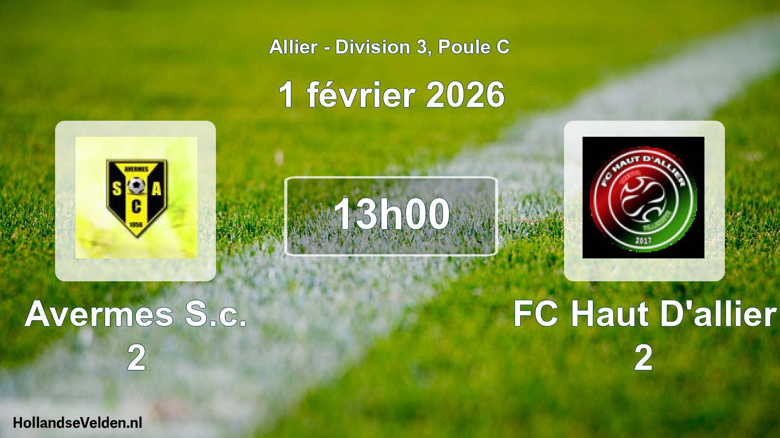 Geplande wedstrijd: Avermes S.c. 2 - FC Haut D'allier 2 (1 februari 2026)