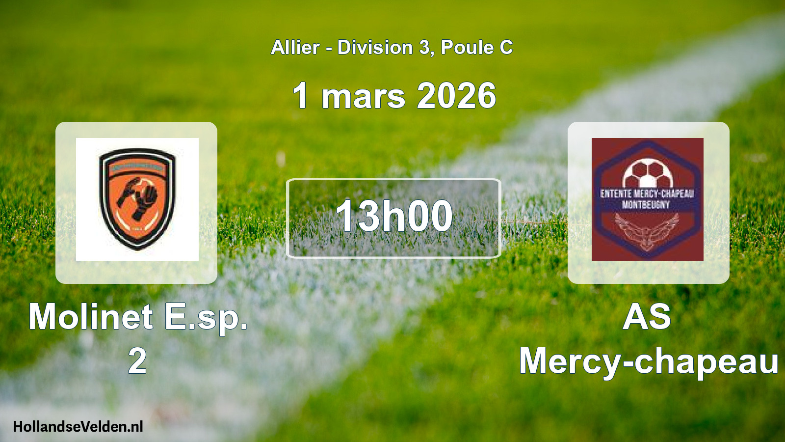 Geplande wedstrijd: Molinet E.sp. 2 - AS Mercy-chapeau (1 maart 2026)