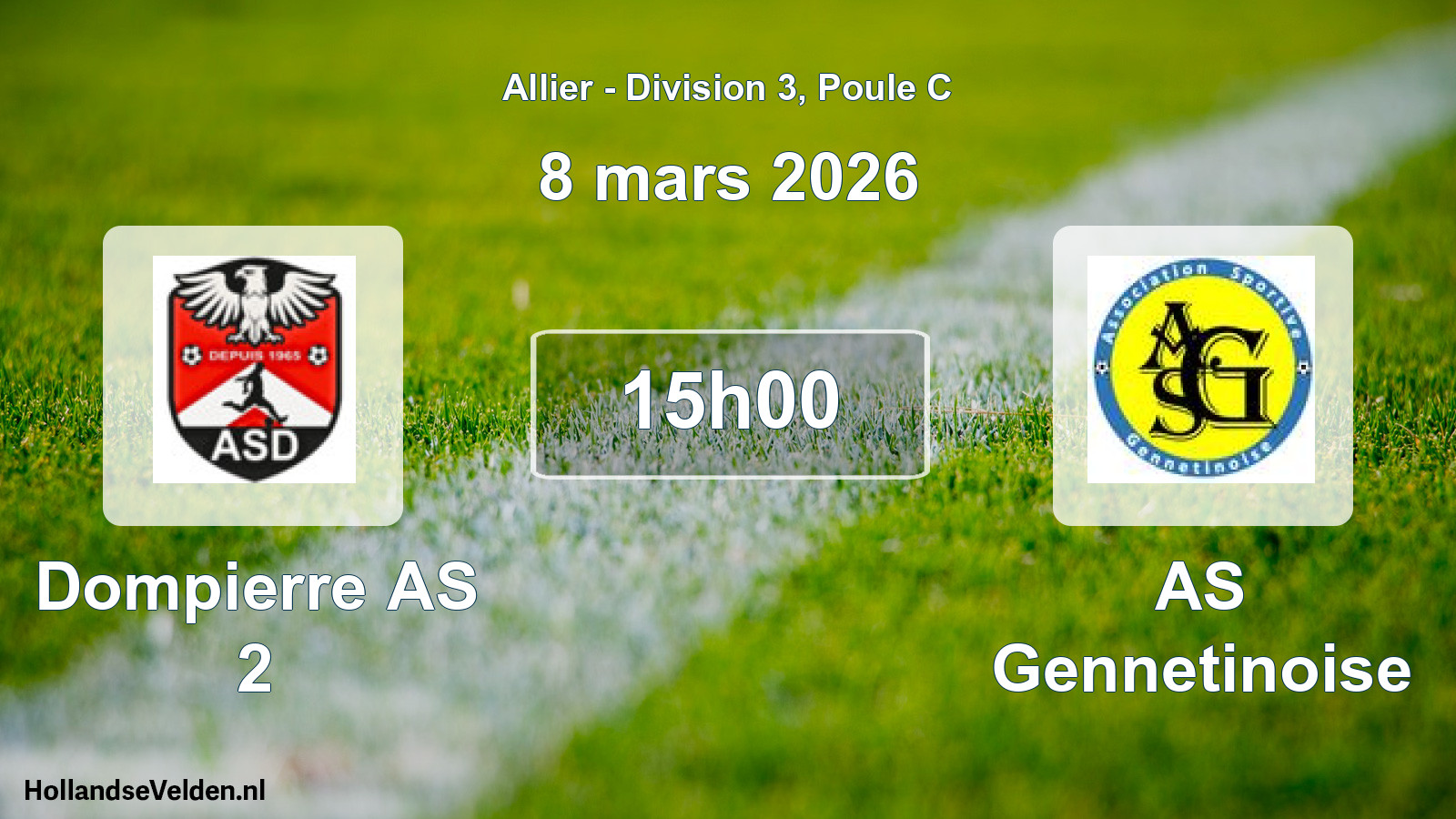 Match programmé: Dompierre AS 2 - AS Gennetinoise (8 mars 2026)