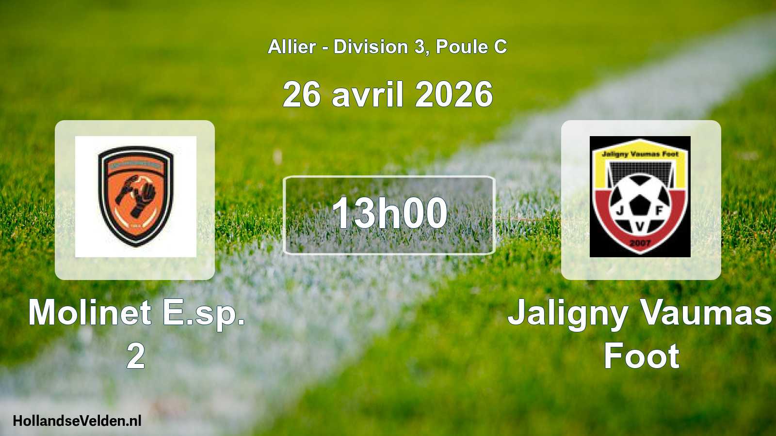 Match programmé: Molinet E.sp. 2 - Jaligny Vaumas Foot (26 avril 2026)