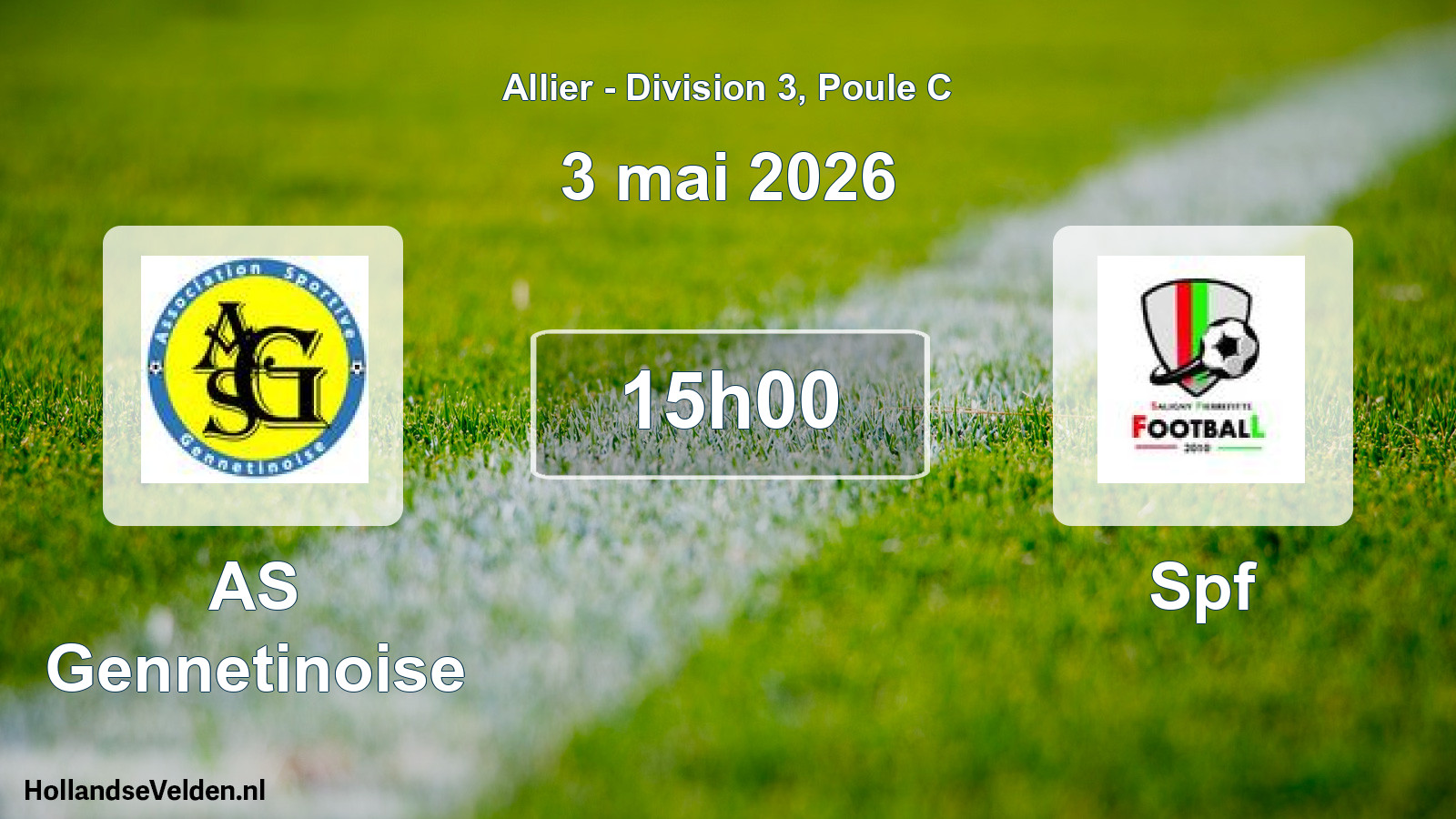 Geplande wedstrijd: AS Gennetinoise - Spf (3 mei 2026)