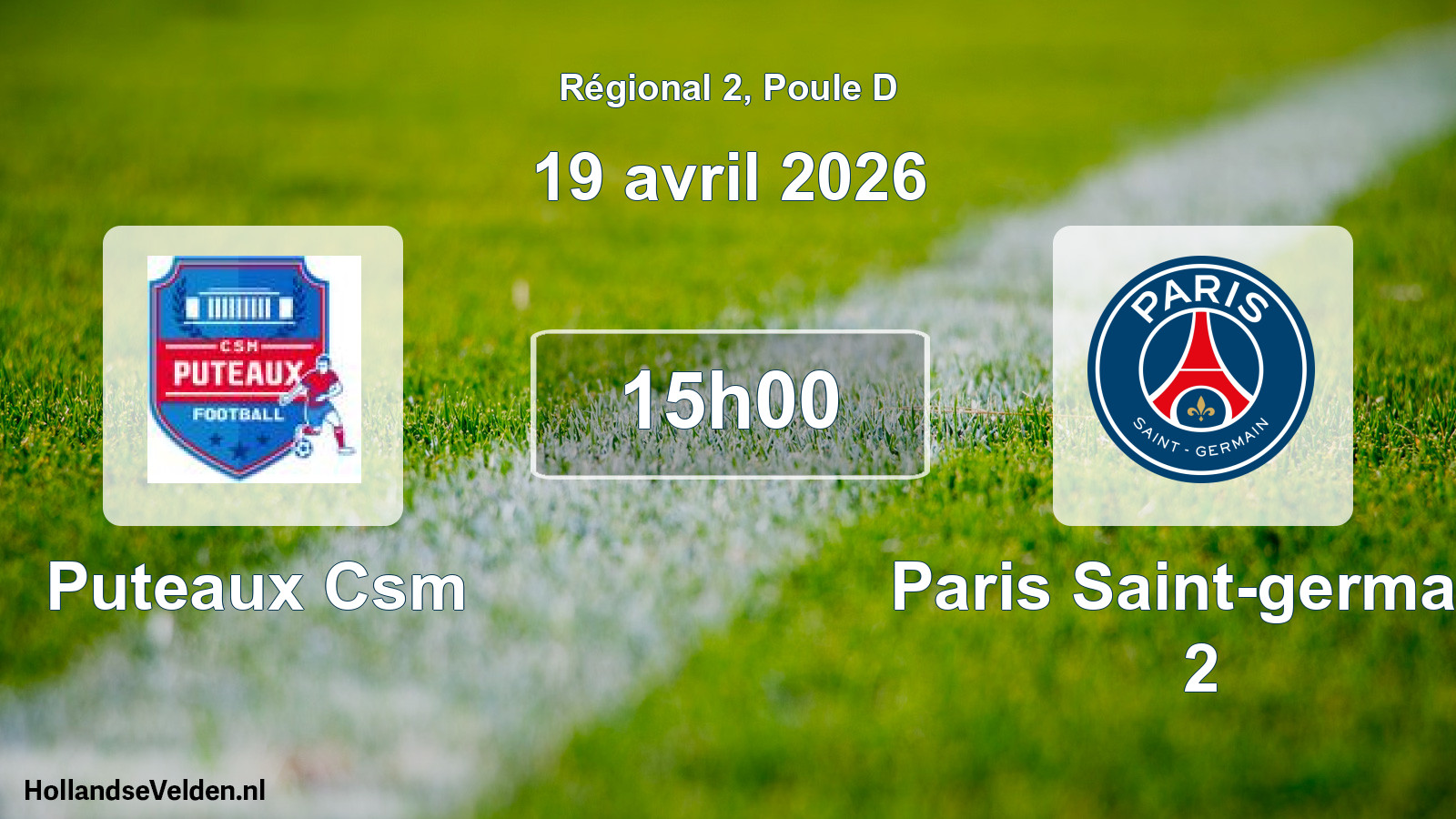 Geplande wedstrijd: Puteaux Csm - Paris Saint-germain 2 (19 april 2026)