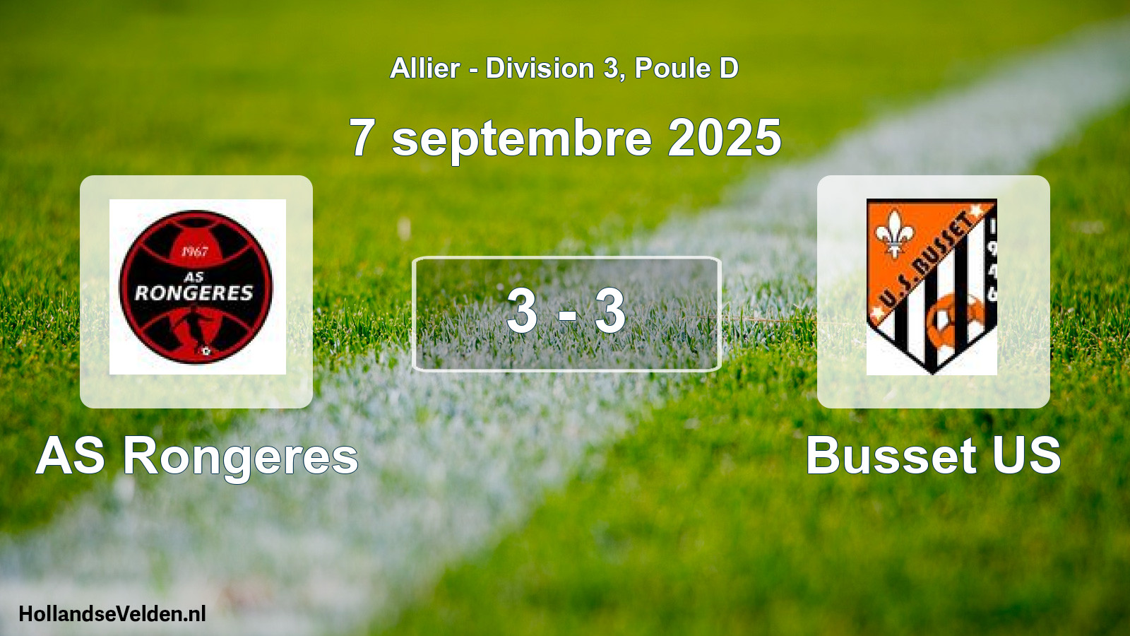 Gespeelde wedstrijd: AS Rongeres - Busset US 3 - 3 (7 september 2025)