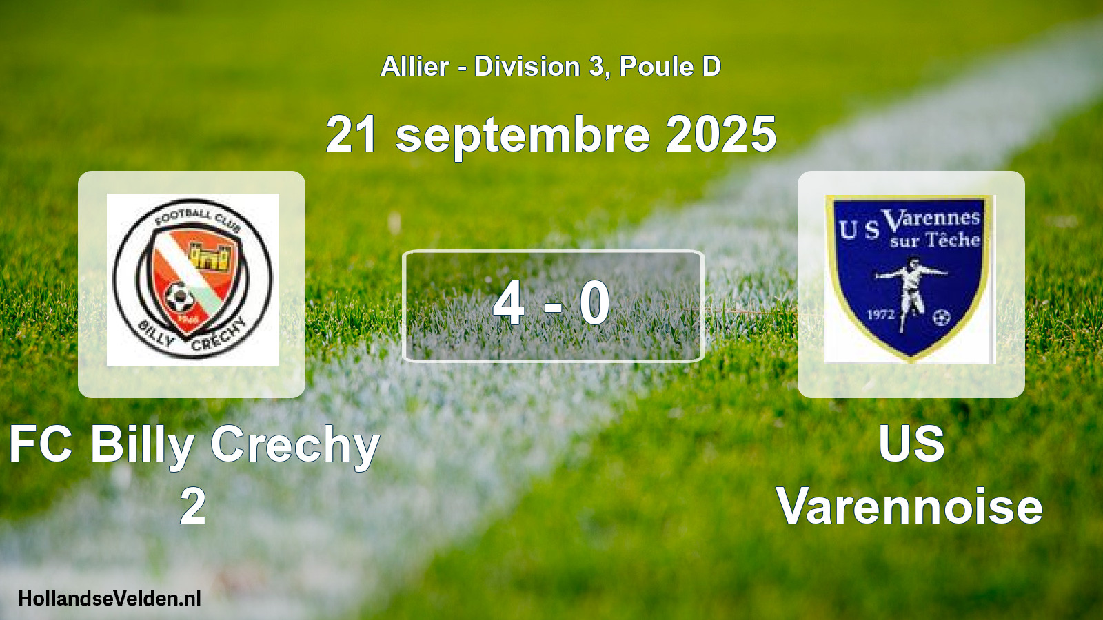 Gespeelde wedstrijd: FC Billy Crechy 2 - US Varennoise 4 - 0 (21 september 2025)