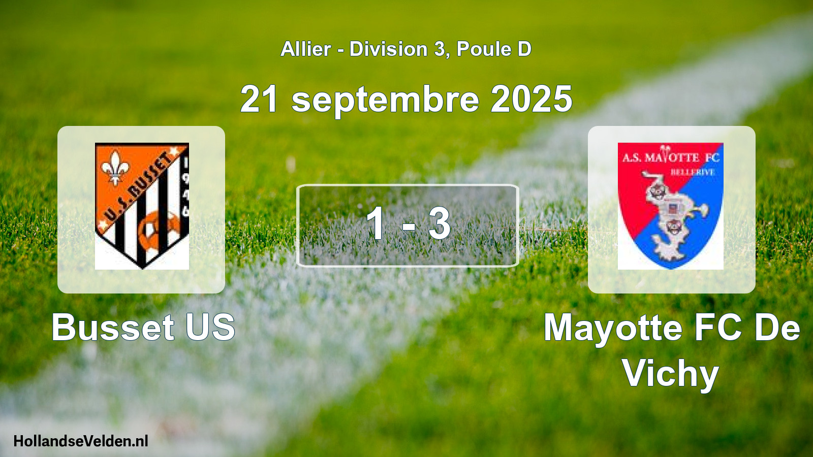 Gespeelde wedstrijd: Busset US - Mayotte FC De Vichy 1 - 3 (21 september 2025)