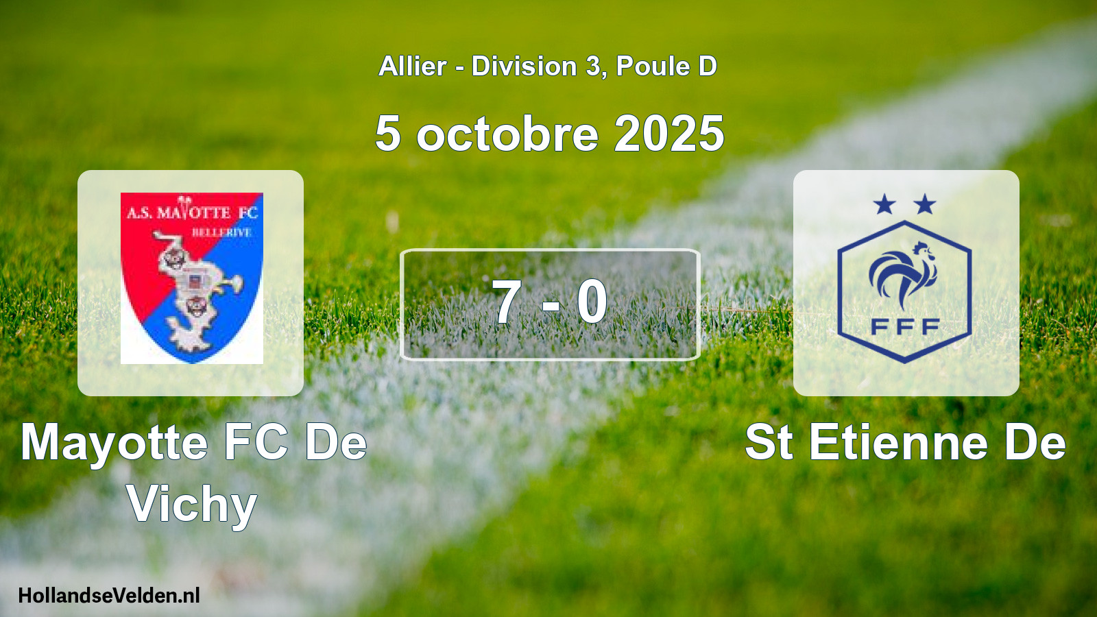 Gespeelde wedstrijd: Mayotte FC De Vichy - St Etienne De 7 - 0 (5 oktober 2025)