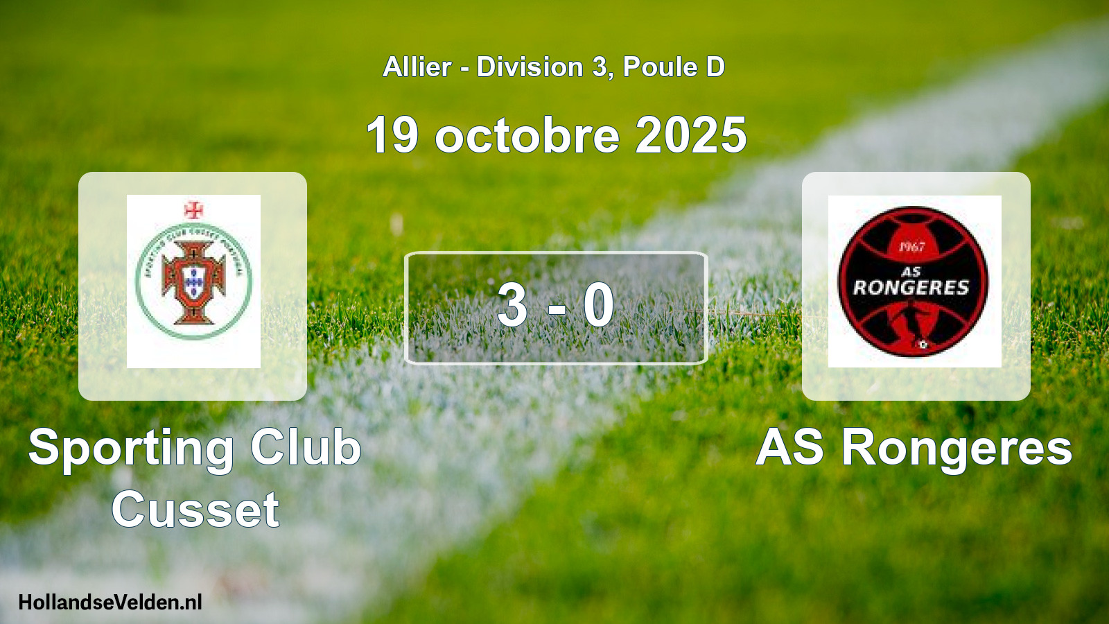 Match joué: Sporting Club Cusset - AS Rongeres 3 - 0 (19 octobre 2025)