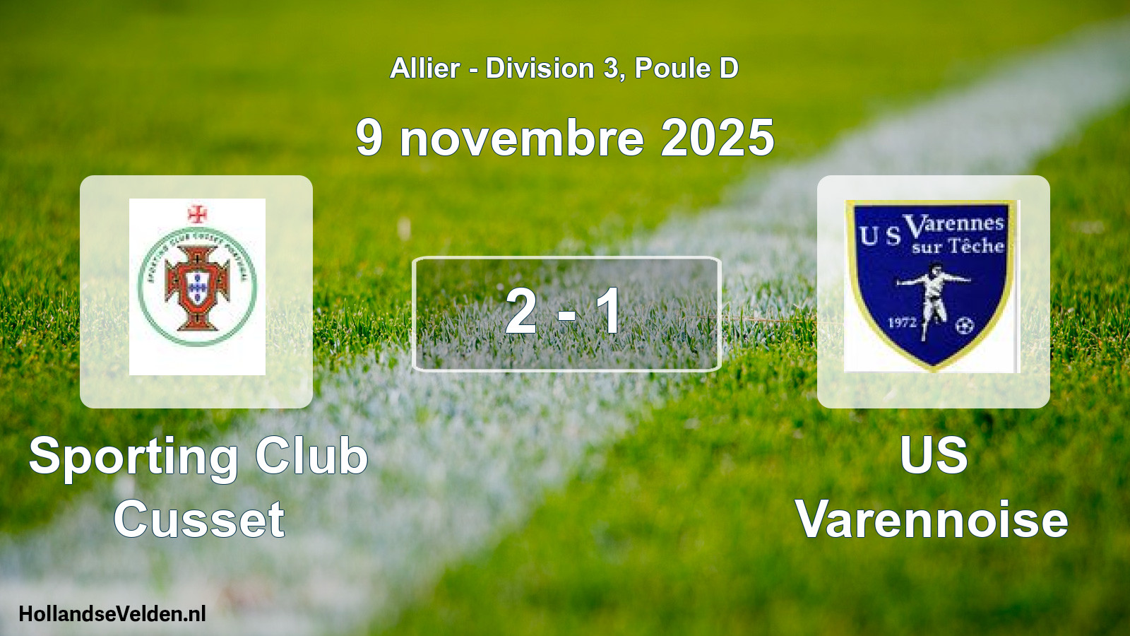 Gespeelde wedstrijd: Sporting Club Cusset - US Varennoise 2 - 1 (9 november 2025)