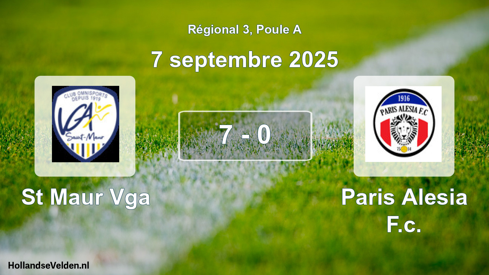 Gespeelde wedstrijd: St Maur Vga - Paris Alesia F.c. 7 - 0 (7 septembre 2025)