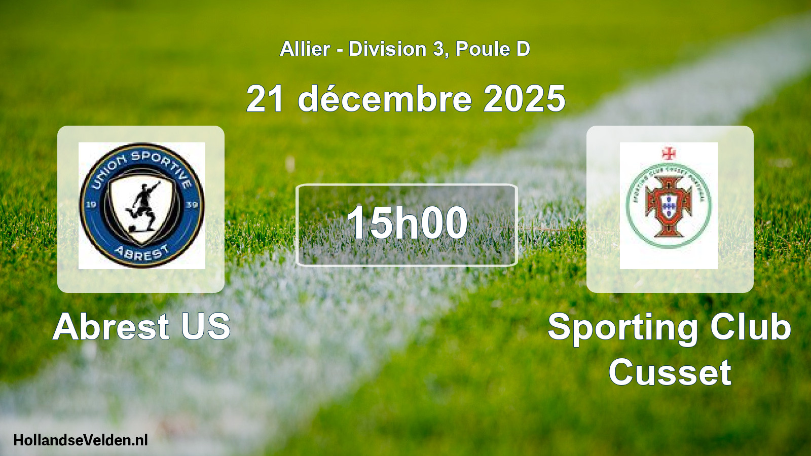 Match programmé: Abrest US - Sporting Club Cusset (21 décembre 2025)