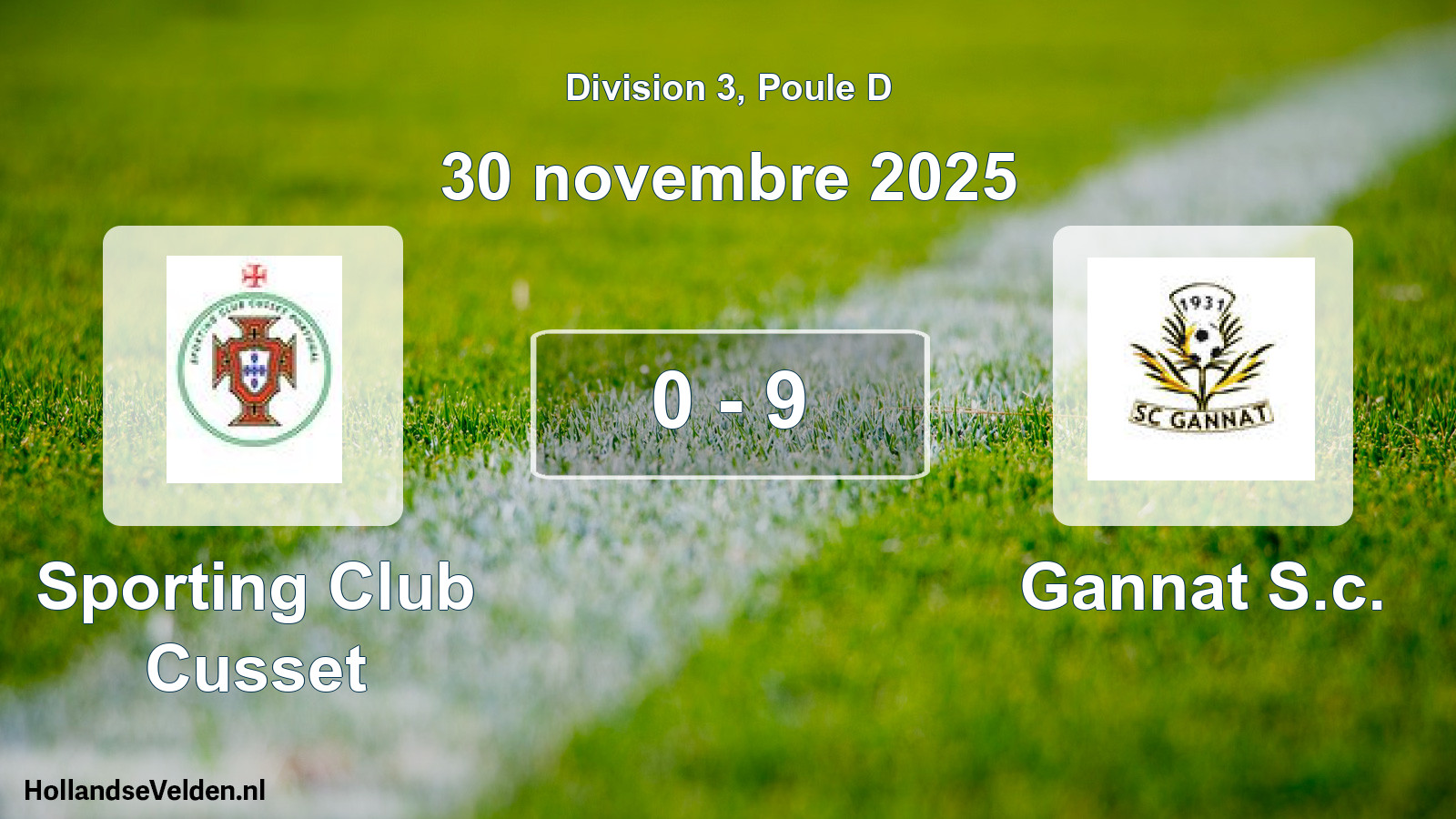 Match joué: Sporting Club Cusset - Gannat S.c. 0 - 9 (30 novembre 2025)