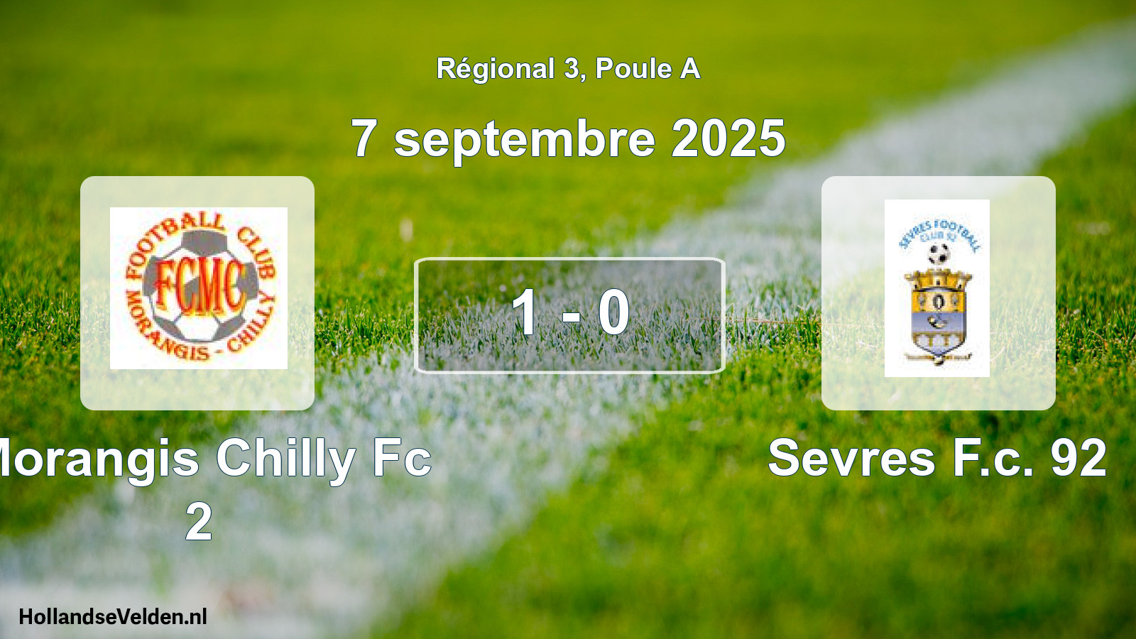 Total number of matches played: Morangis Chilly Fc 2 - Sevres F.c. 92 1 - 0 (7 September 2025)