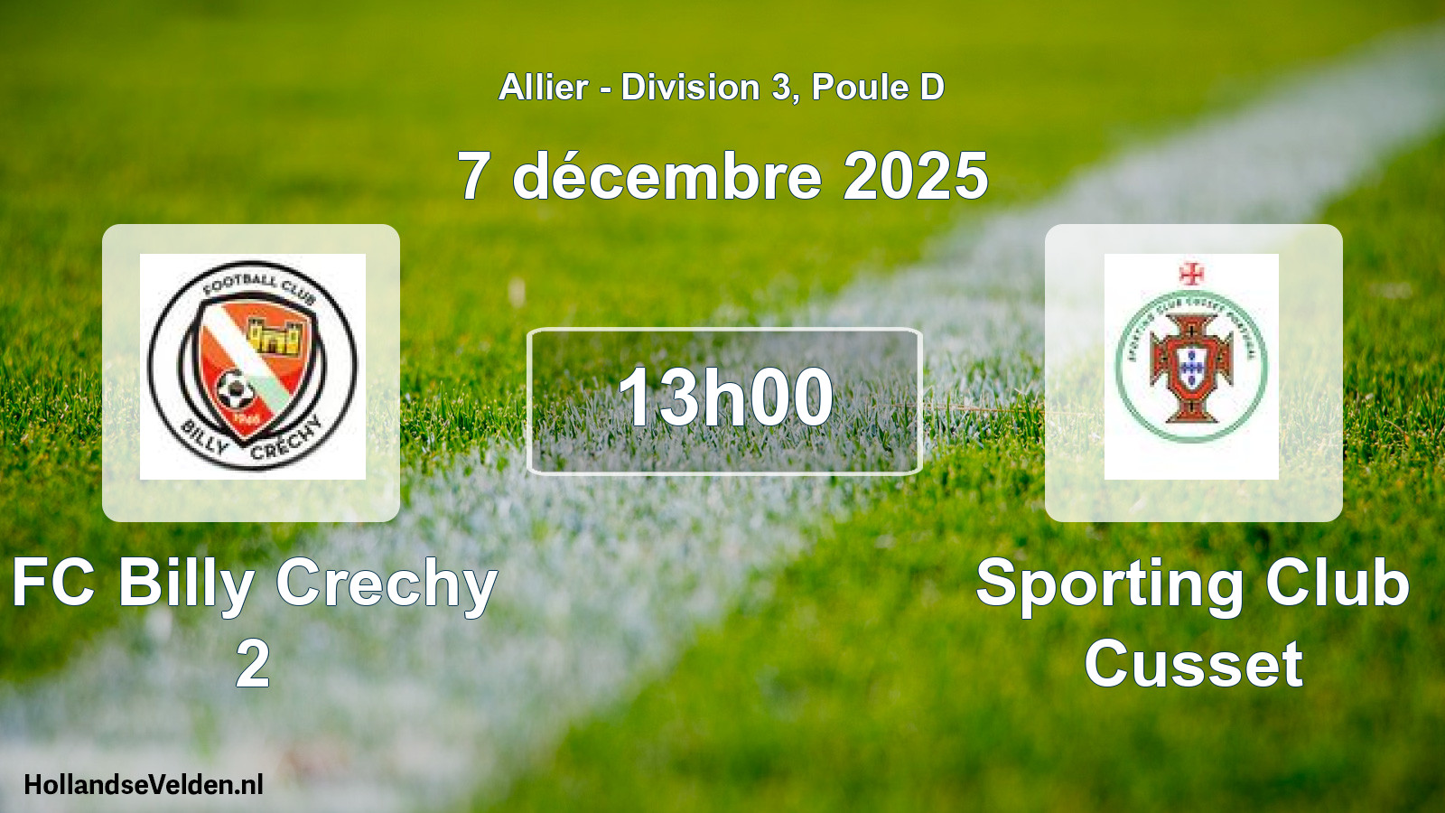 Geplande wedstrijd: FC Billy Crechy 2 - Sporting Club Cusset (7 december 2025)