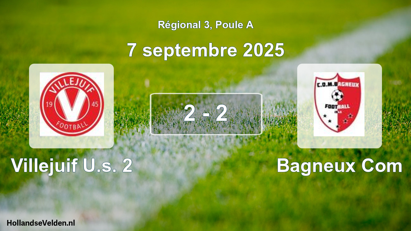 Gespeelde wedstrijd: Villejuif U.s. 2 - Bagneux Com 2 - 2 (7 septembre 2025)