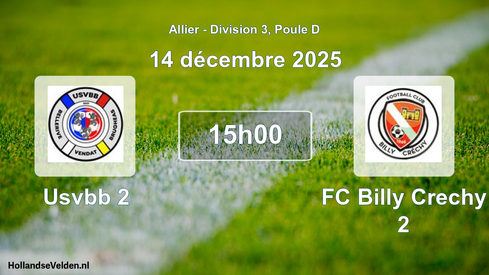 Geplande wedstrijd: Usvbb 2 - FC Billy Crechy 2 (14 december 2025)