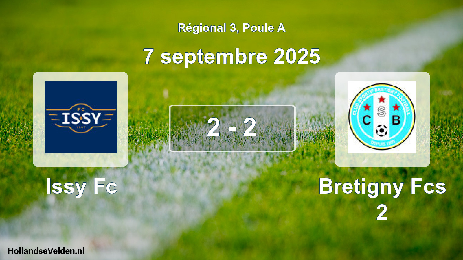 Gespeelde wedstrijd: Issy Fc - Bretigny Fcs 2 2 - 2 (7 septembre 2025)