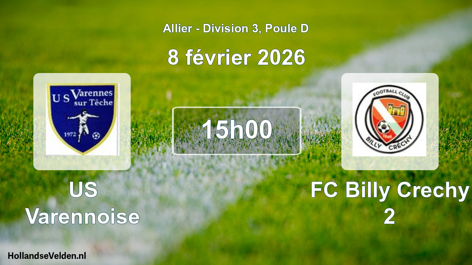 Geplande wedstrijd: US Varennoise - FC Billy Crechy 2 (8 februari 2026)