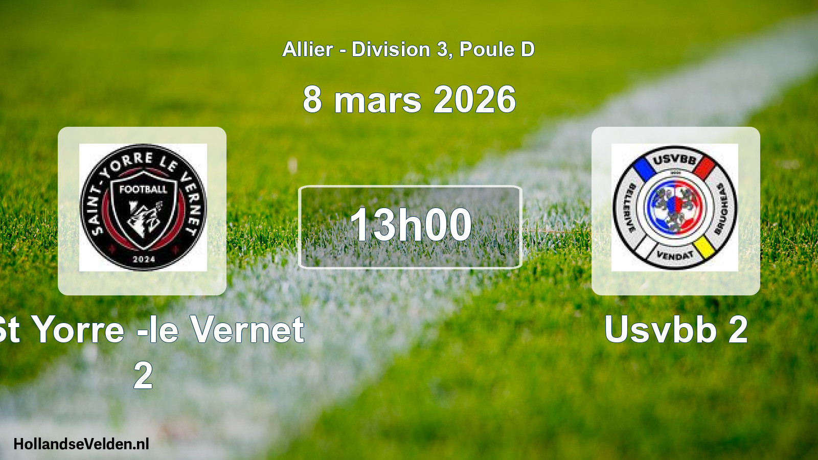 Match programmé: St Yorre -le Vernet 2 - Usvbb 2 (8 mars 2026)
