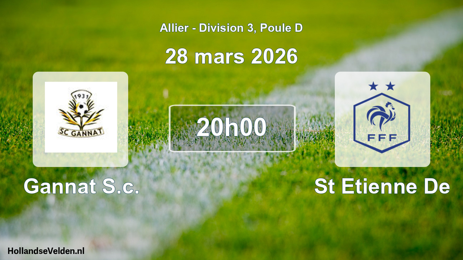 Geplande wedstrijd: Gannat S.c. - St Etienne De (28 maart 2026)