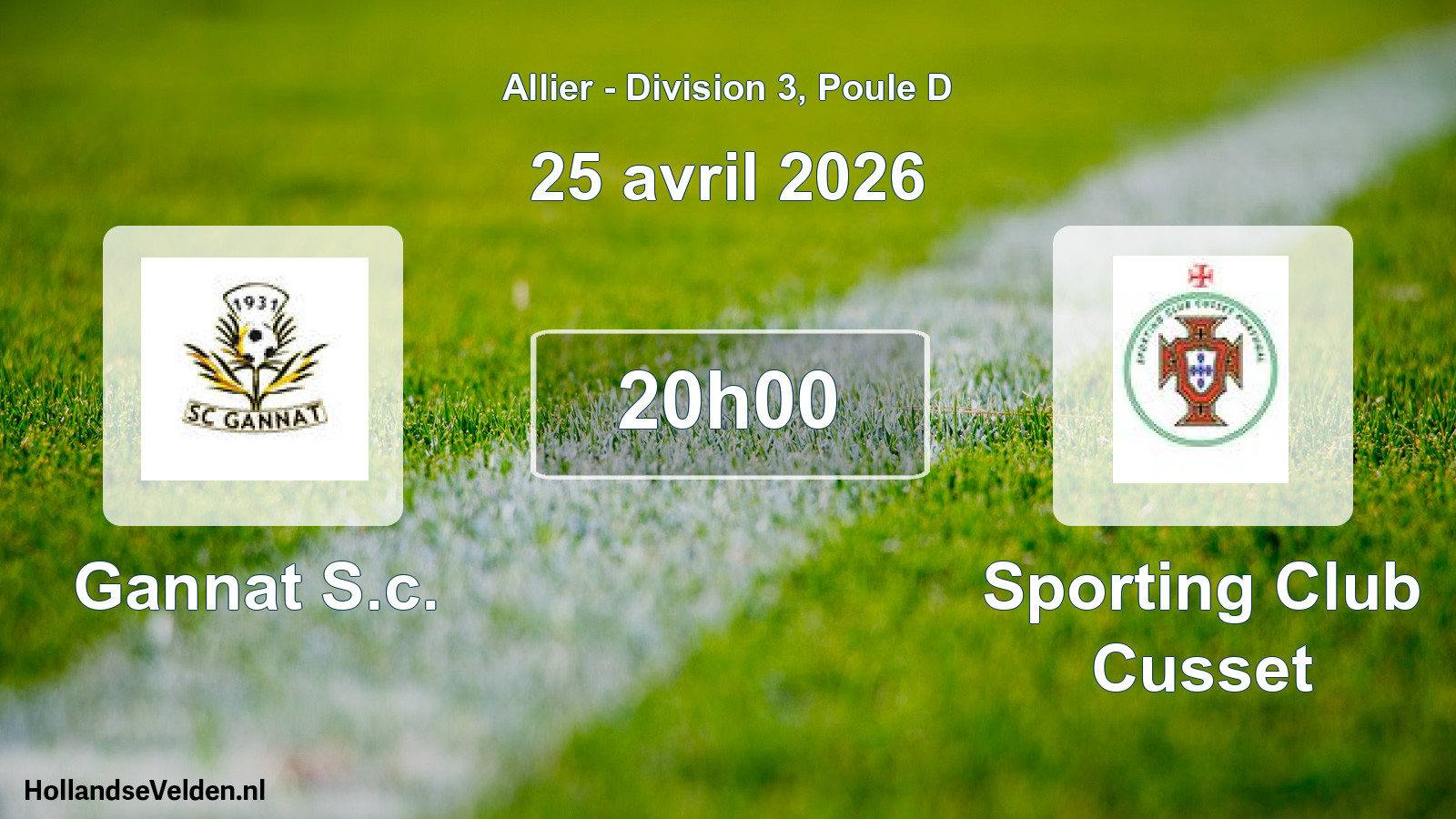 Geplande wedstrijd: Gannat S.c. - Sporting Club Cusset (25 april 2026)