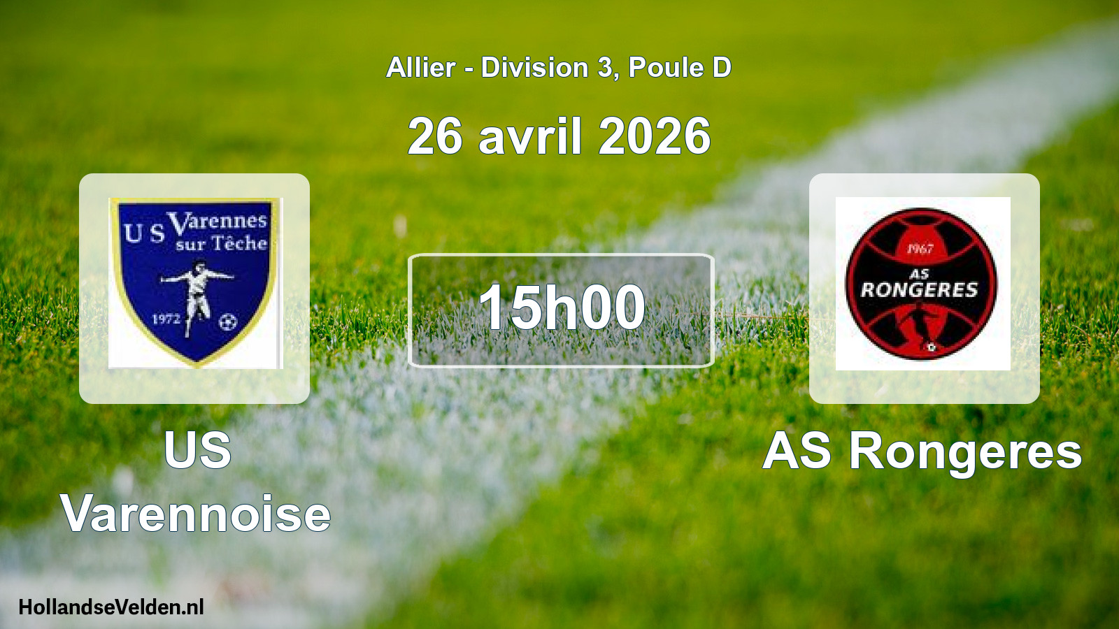 Geplande wedstrijd: US Varennoise - AS Rongeres (26 april 2026)