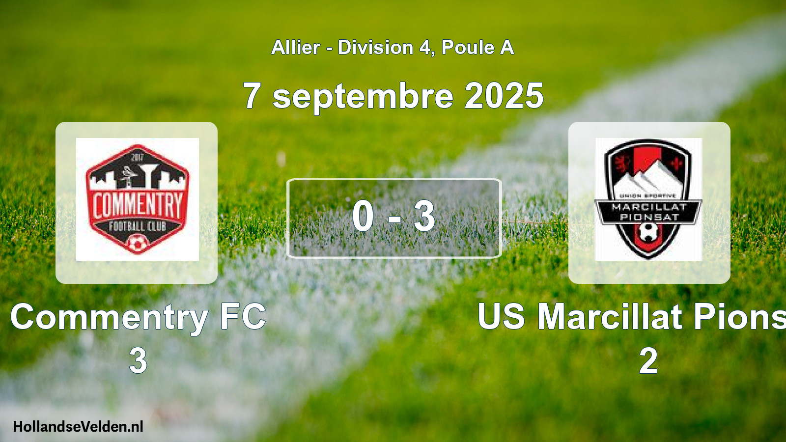 Gespeelde wedstrijd: Commentry FC 3 - US Marcillat Pionsat 2 0 - 3 (7 september 2025)