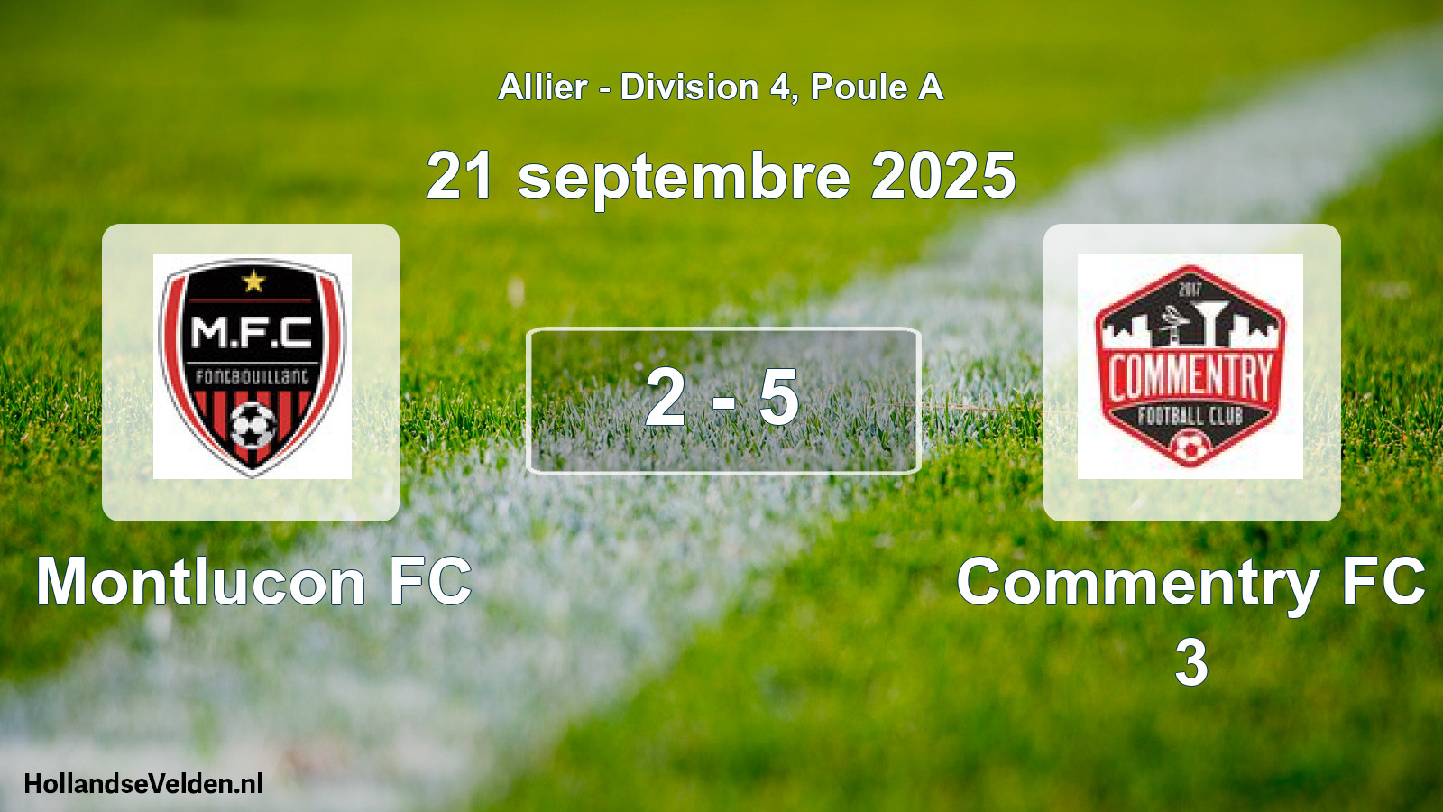 Gespeelde wedstrijd: Montlucon FC - Commentry FC 3 2 - 5 (21 september 2025)