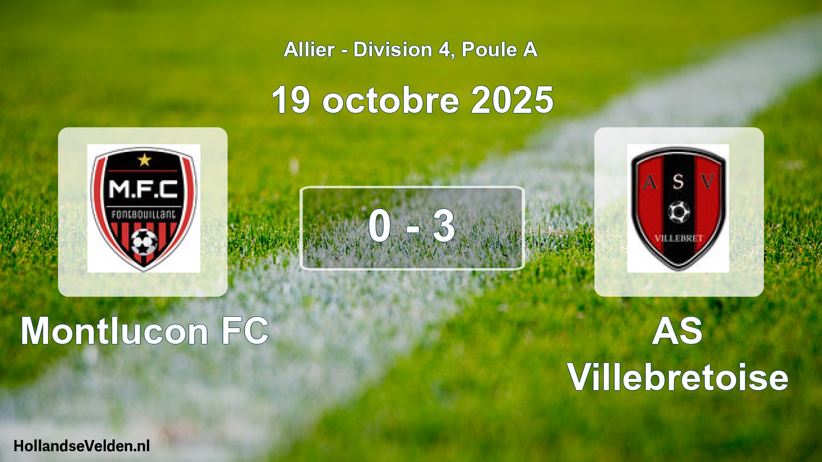 Gespeelde wedstrijd: Montlucon FC - AS Villebretoise 0 - 3 (19 oktober 2025)