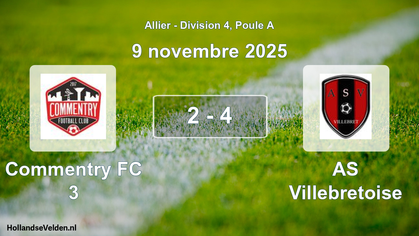 Gespeelde wedstrijd: Commentry FC 3 - AS Villebretoise 2 - 4 (9 november 2025)