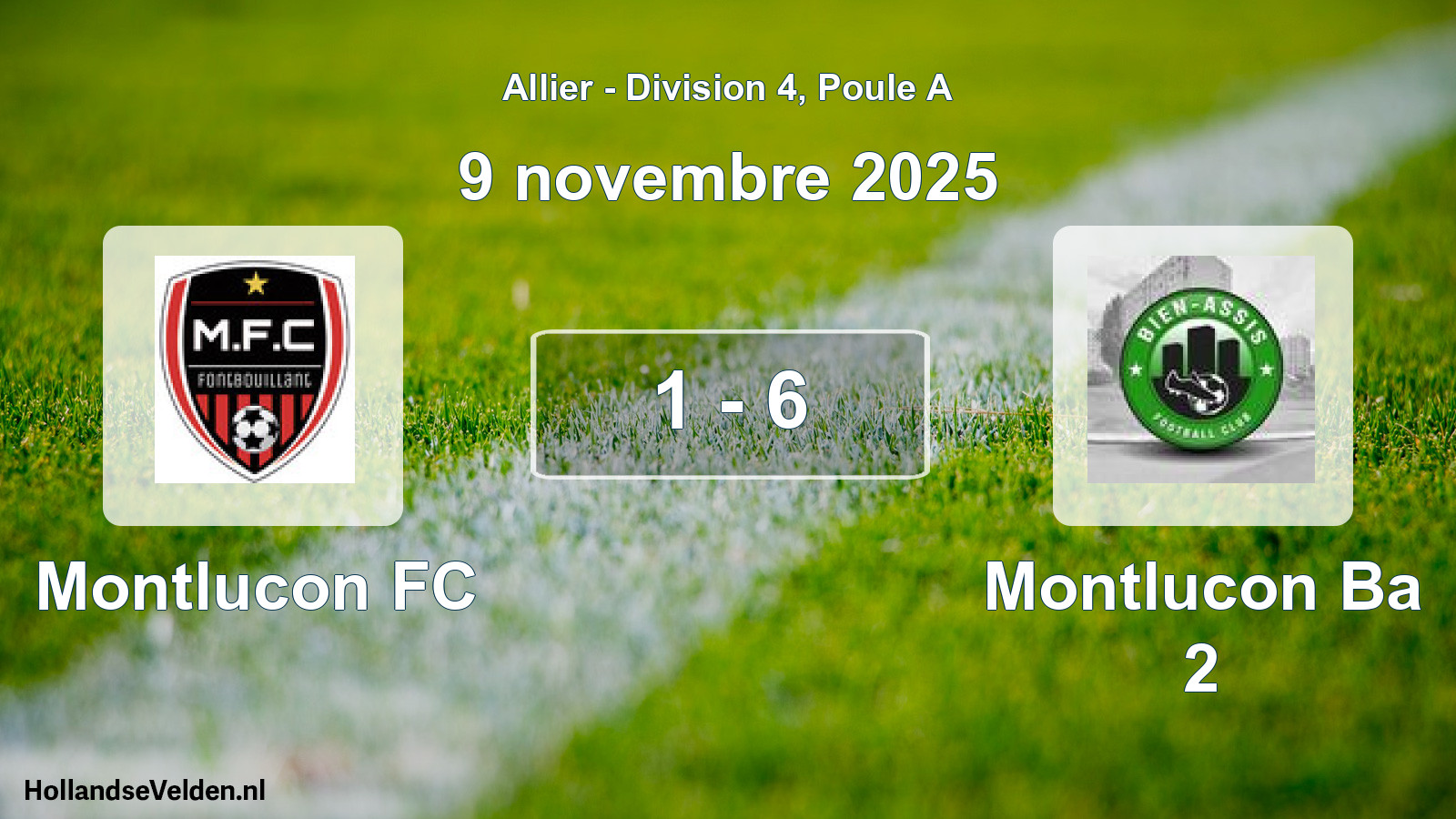 Gespeelde wedstrijd: Montlucon FC - Montlucon Ba 2 1 - 6 (9 november 2025)
