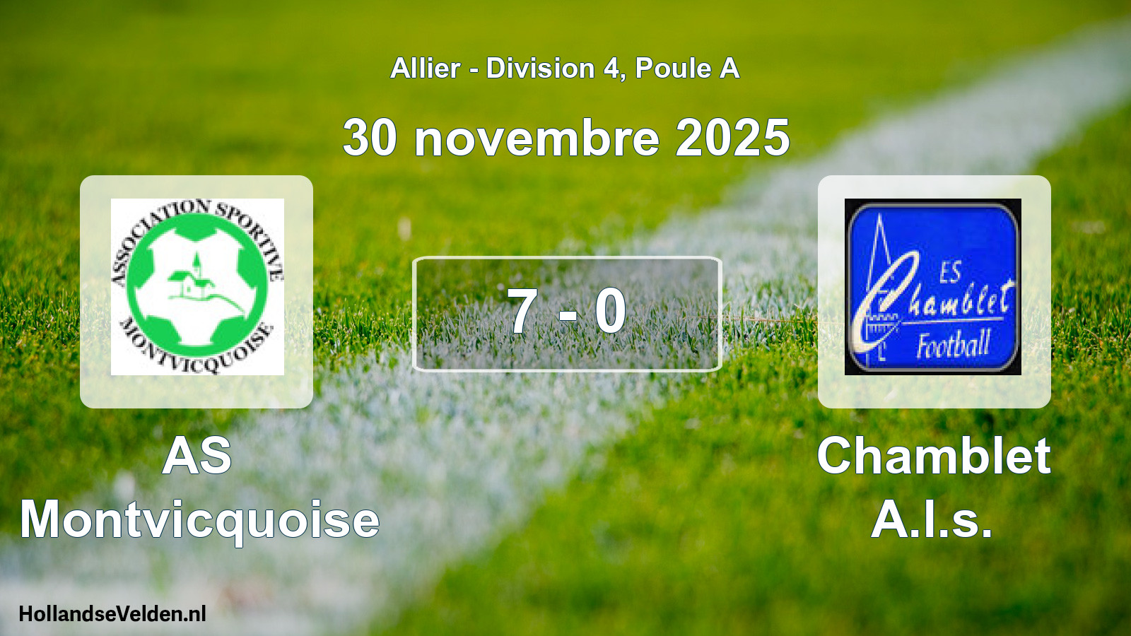 Geplande wedstrijd: AS Montvicquoise - Chamblet A.l.s. (30 november 2025)
