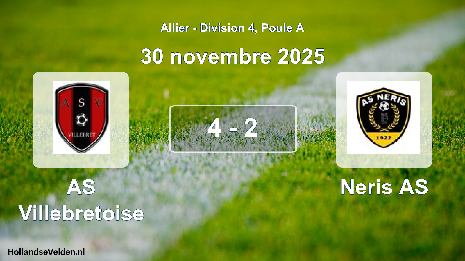 Gespeelde wedstrijd: AS Villebretoise - Neris AS 4 - 2 (30 november 2025)