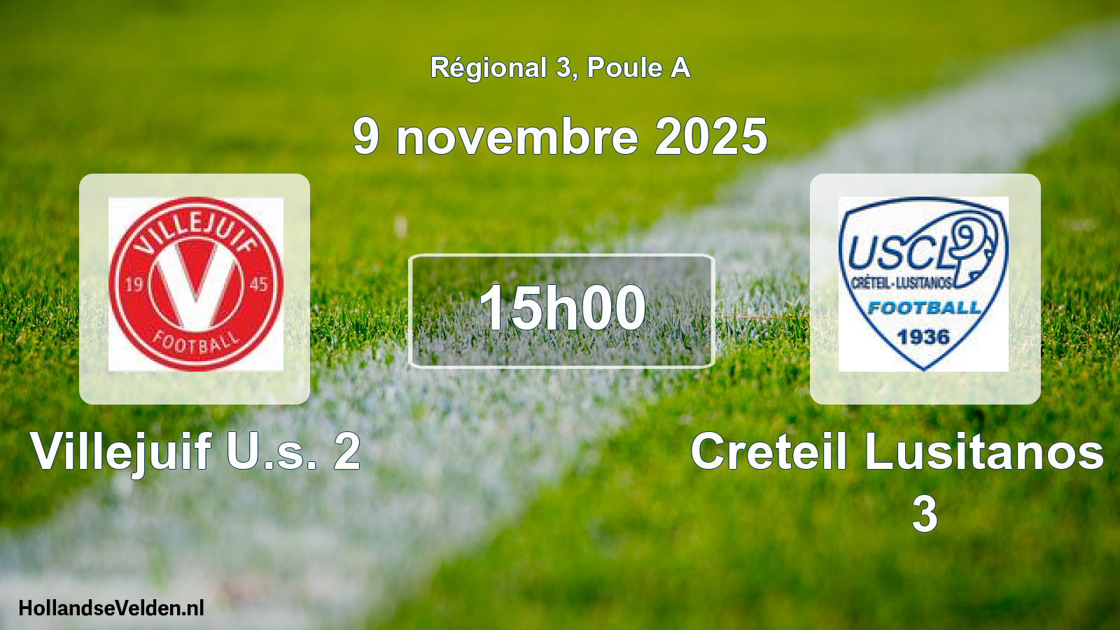 Geplande wedstrijd: Villejuif U.s. 2 - Creteil Lusitanos F. 3 (9 novembre 2025)