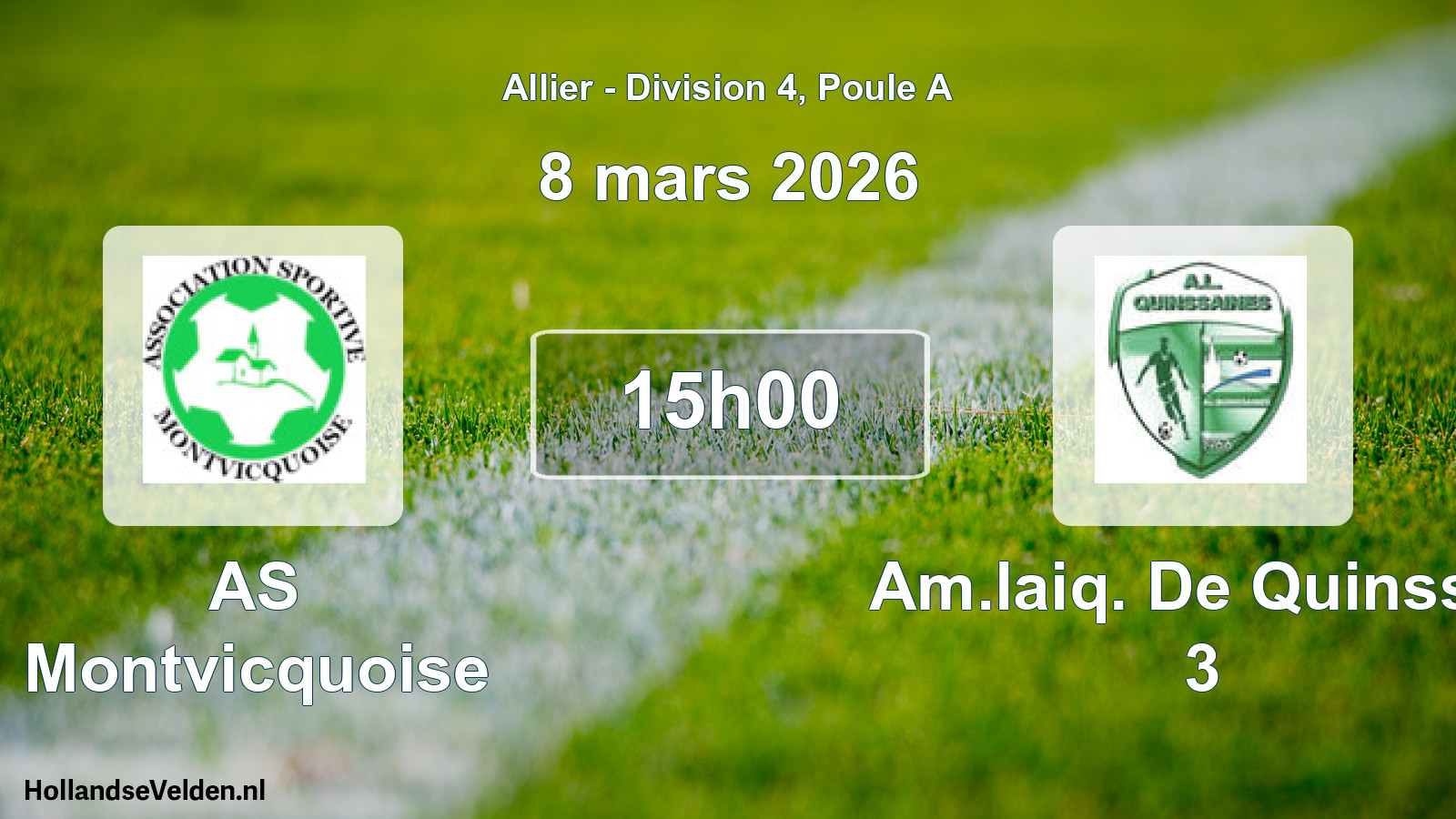 Geplande wedstrijd: AS Montvicquoise - Am.laiq. De Quinssai 3 (8 maart 2026)