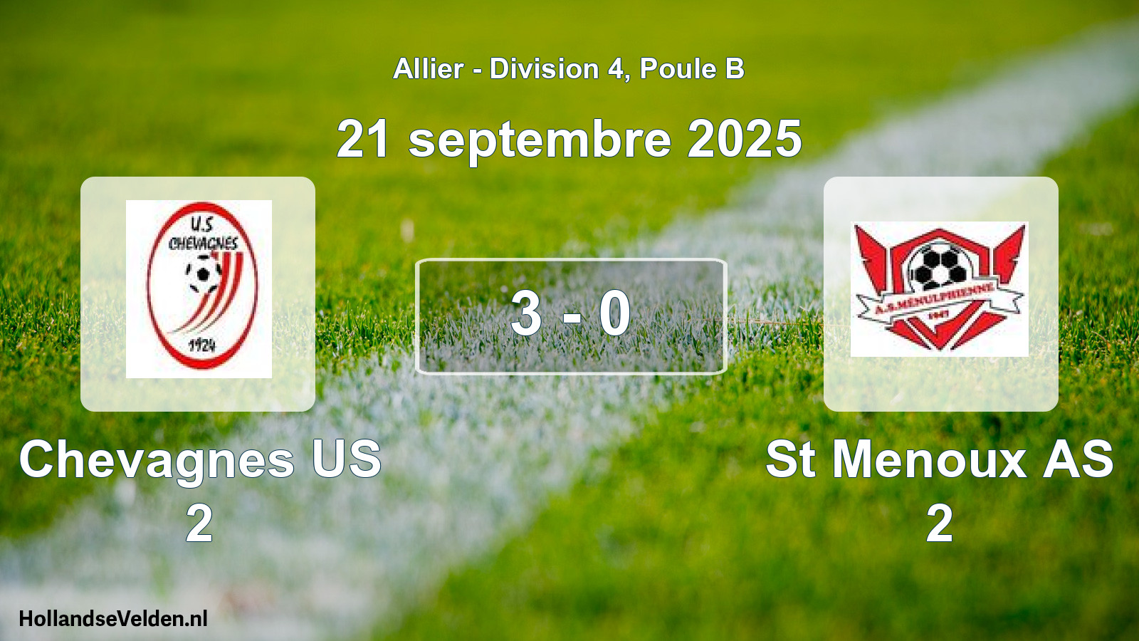 Total number of matches played: Chevagnes US 2 - St Menoux AS 2 3 - 0 (21 September 2025)
