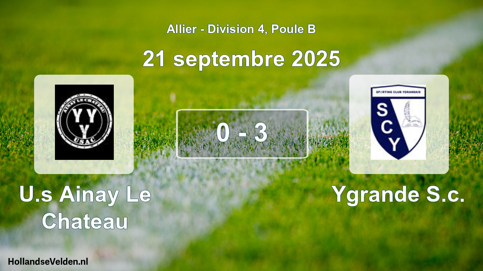 Gespeelde wedstrijd: U.s Ainay Le Chateau - Ygrande S.c. 0 - 3 (21 september 2025)