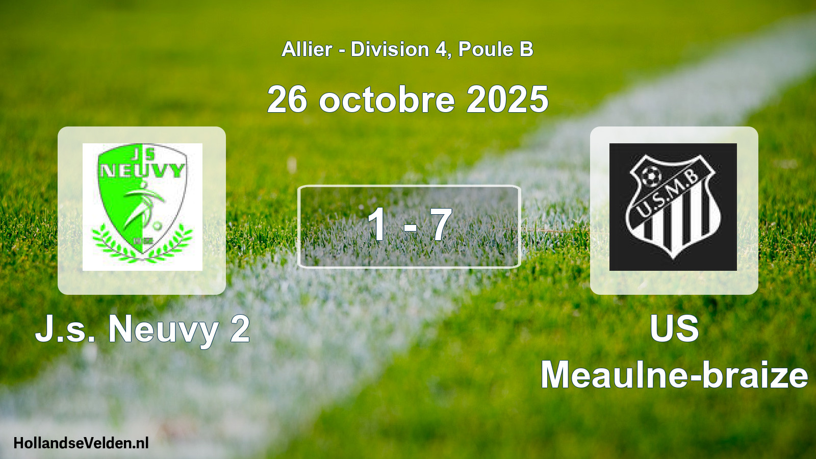 Gespeelde wedstrijd: J.s. Neuvy 2 - US Meaulne-braize 1 - 7 (26 oktober 2025)