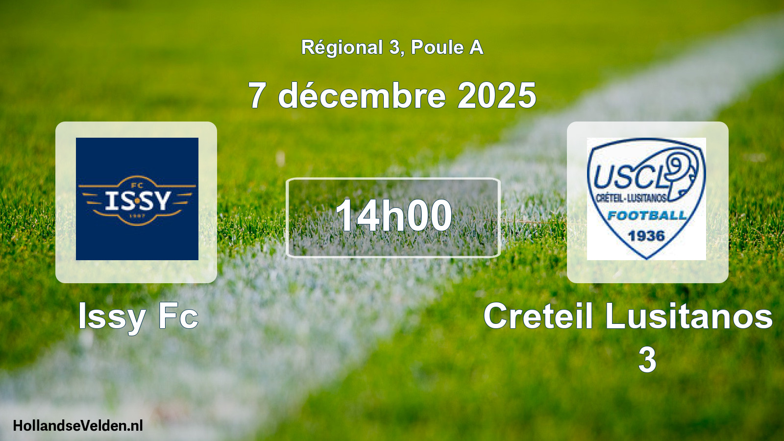 Geplande wedstrijd: Issy Fc - Creteil Lusitanos F. 3 (7 décembre 2025)