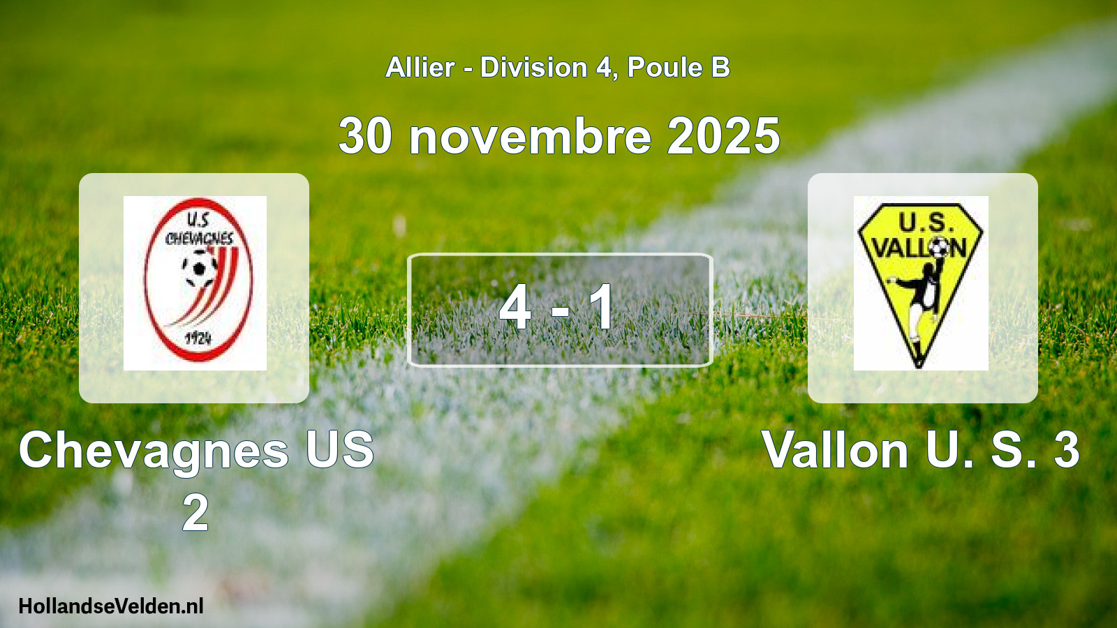 Gespeelde wedstrijd: Chevagnes US 2 - Vallon U. S. 3 4 - 1 (30 november 2025)