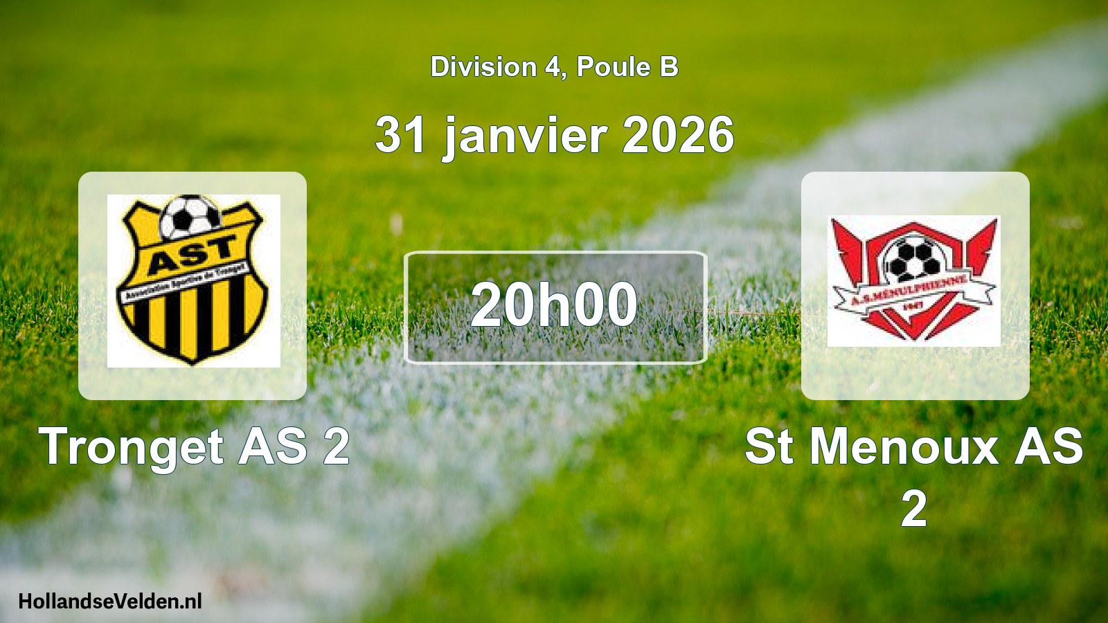 Scheduled Match: Tronget AS 2 - St Menoux AS 2 (31 January 2026)