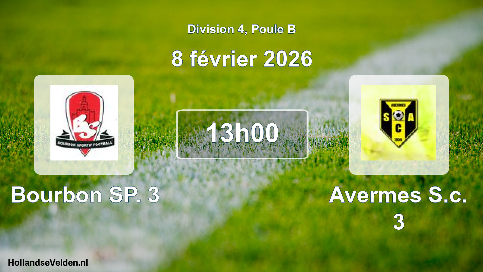 Match programmé: Bourbon SP. 3 - Avermes S.c. 3 (8 février 2026)