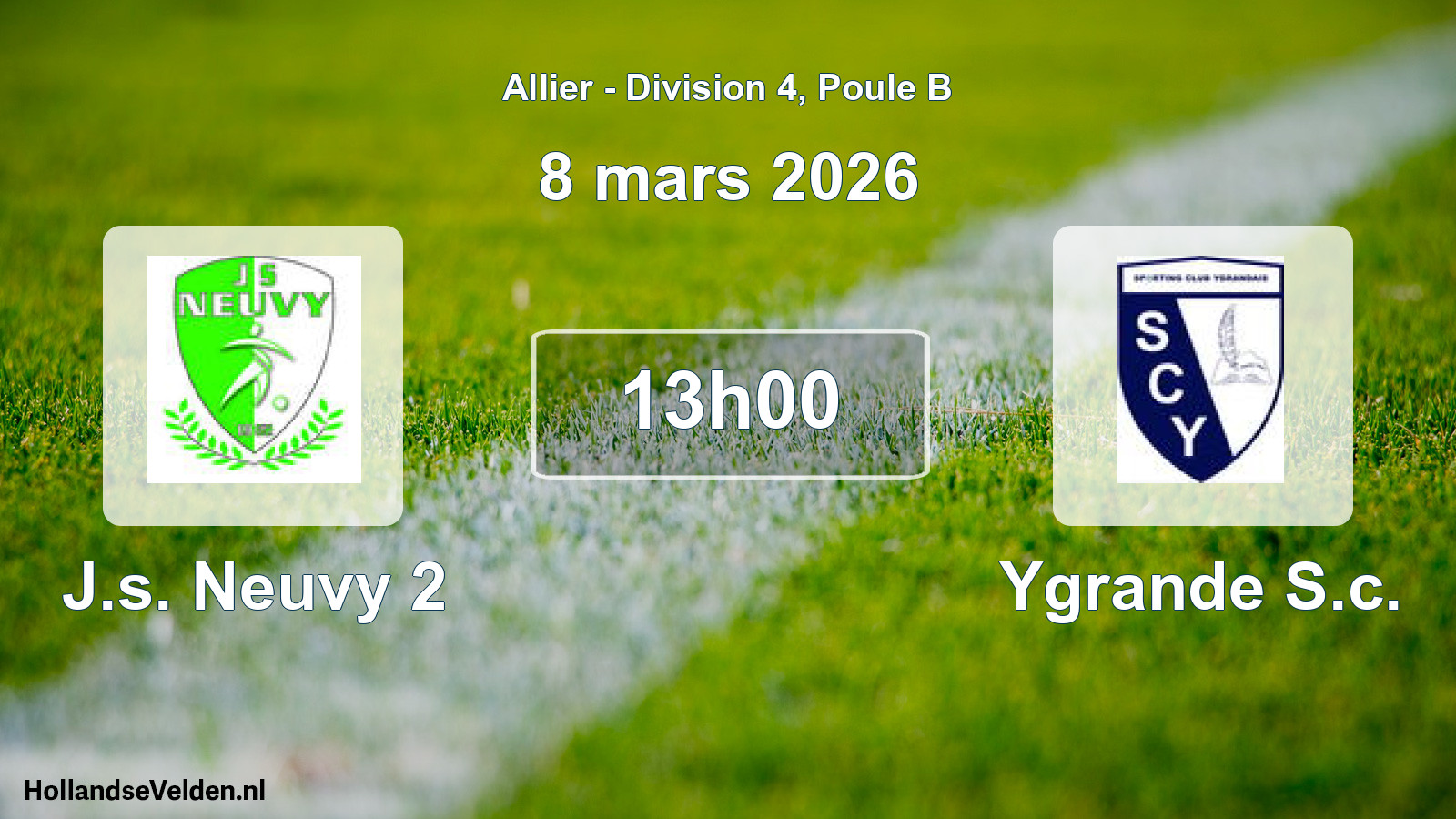Geplande wedstrijd: J.s. Neuvy 2 - Ygrande S.c. (8 maart 2026)