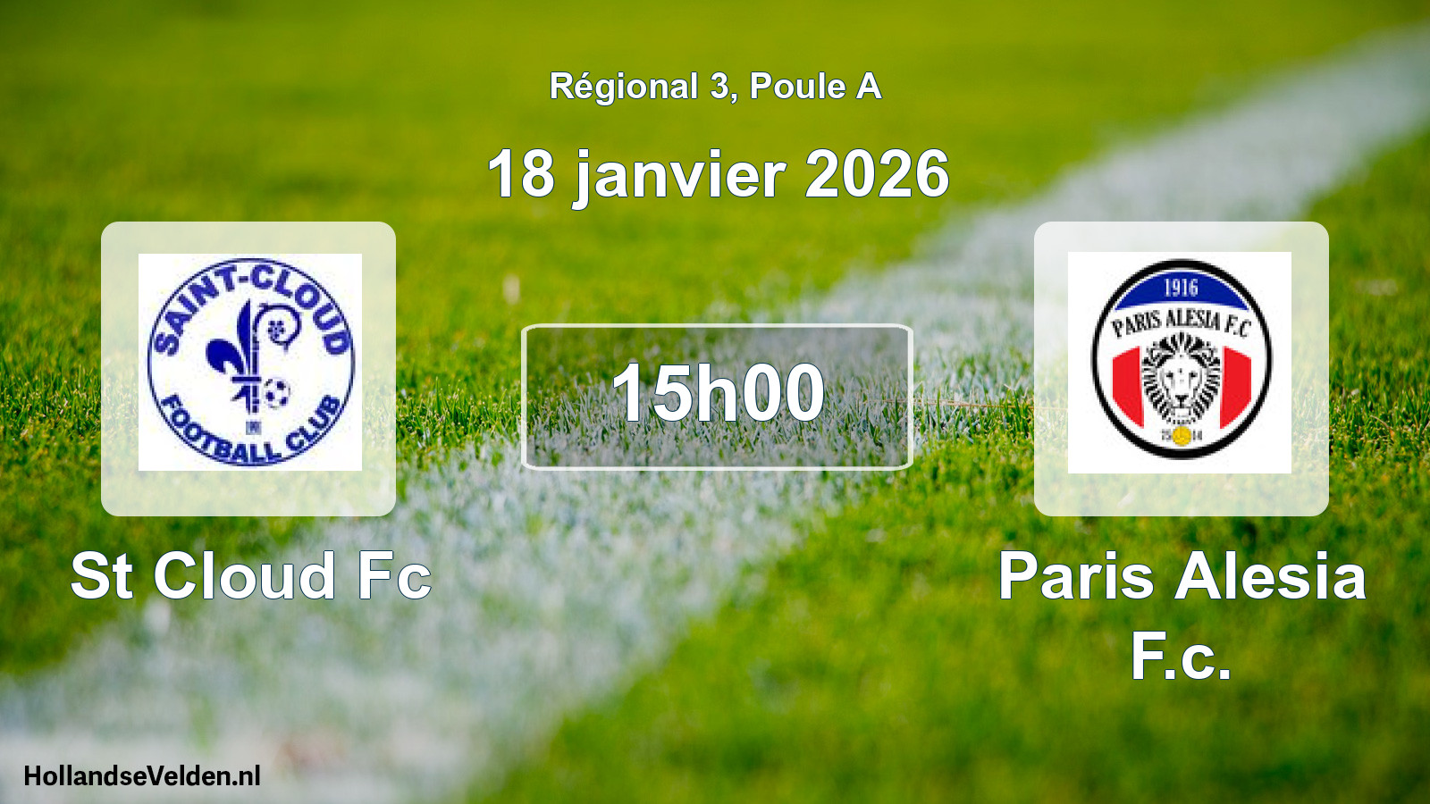 Geplande wedstrijd: St Cloud Fc - Paris Alesia F.c. (18 janvier 2026)