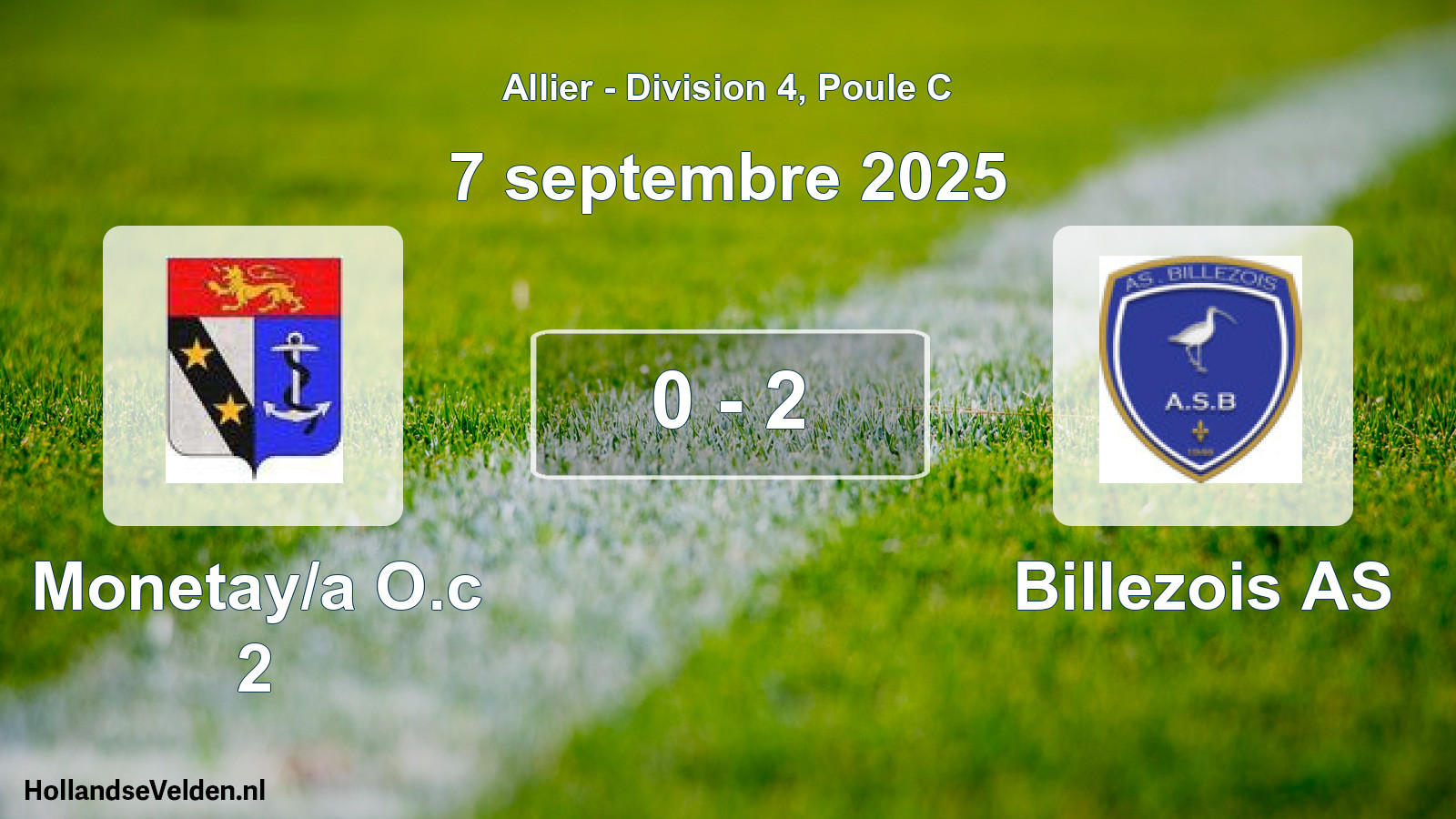Gespeelde wedstrijd: Monetay/a O.c 2 - Billezois AS 0 - 2 (7 september 2025)
