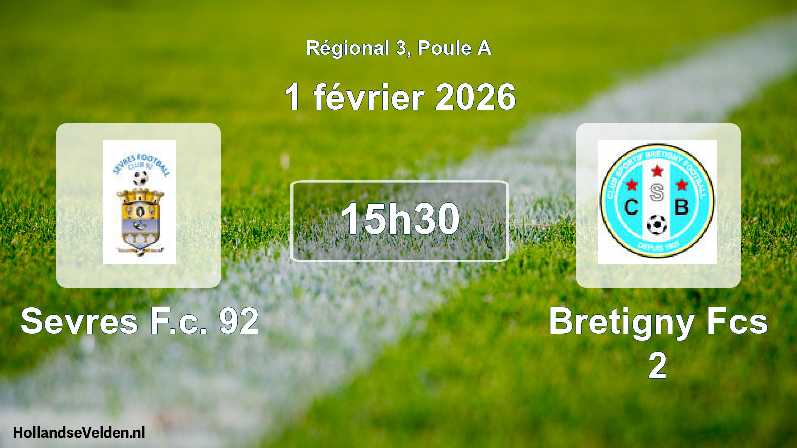 Scheduled Match: Sevres F.c. 92 - Bretigny Fcs 2 (1 February 2026)