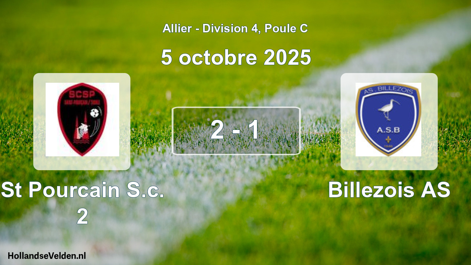 Gespeelde wedstrijd: St Pourcain S.c. 2 - Billezois AS 2 - 1 (5 oktober 2025)