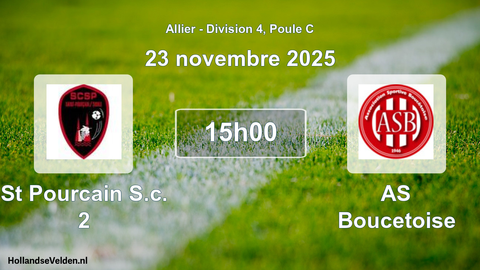 Geplande wedstrijd: St Pourcain S.c. 2 - AS Boucetoise (23 november 2025)