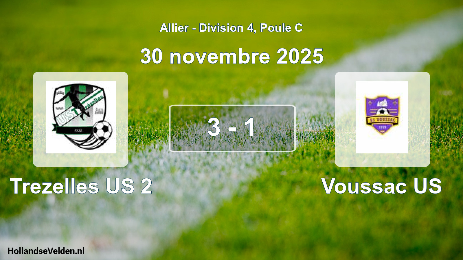 Gespeelde wedstrijd: Trezelles US 2 - Voussac US 3 - 1 (30 november 2025)