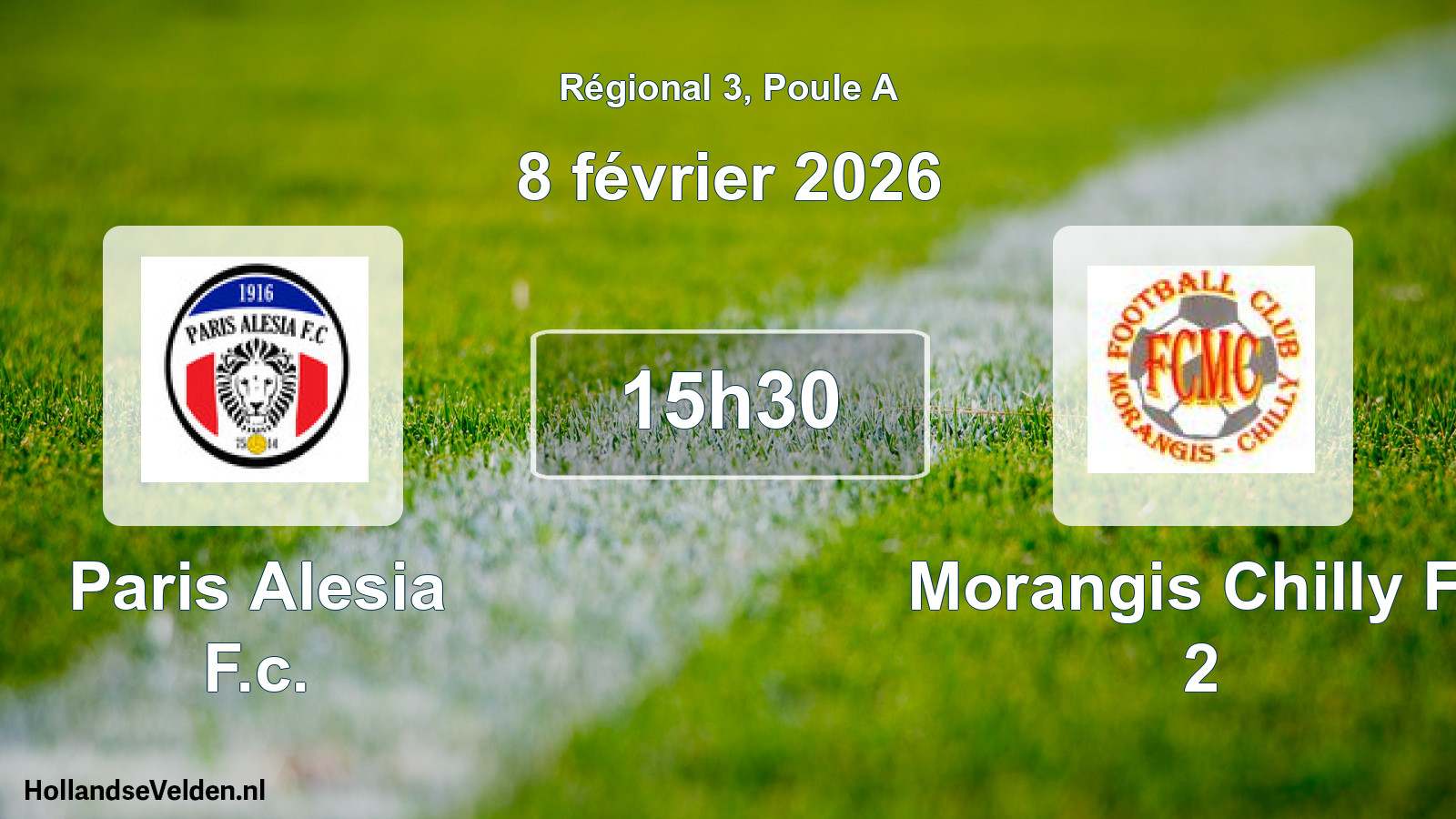 Geplande wedstrijd: Paris Alesia F.c. - Morangis Chilly Fc 2 (8 février 2026)